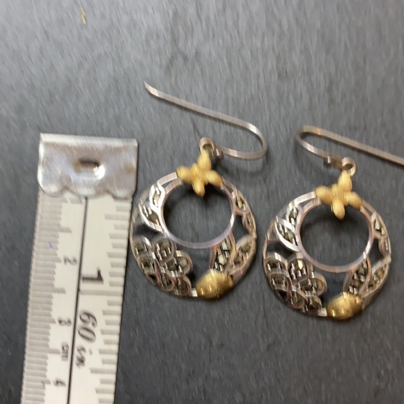 .925 Sterling Silver and Marcasite Hoops 🦋🌿 - Picture 6 of 6